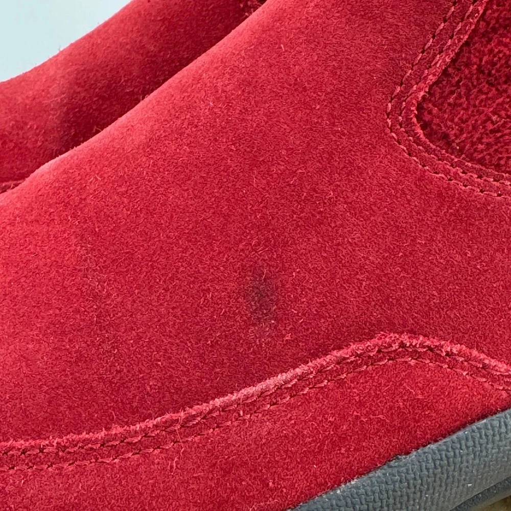 L.L. Bean‎ Red Suede Fleece Winter Boots Zip Up Ankle Boots Women's Size 6.5